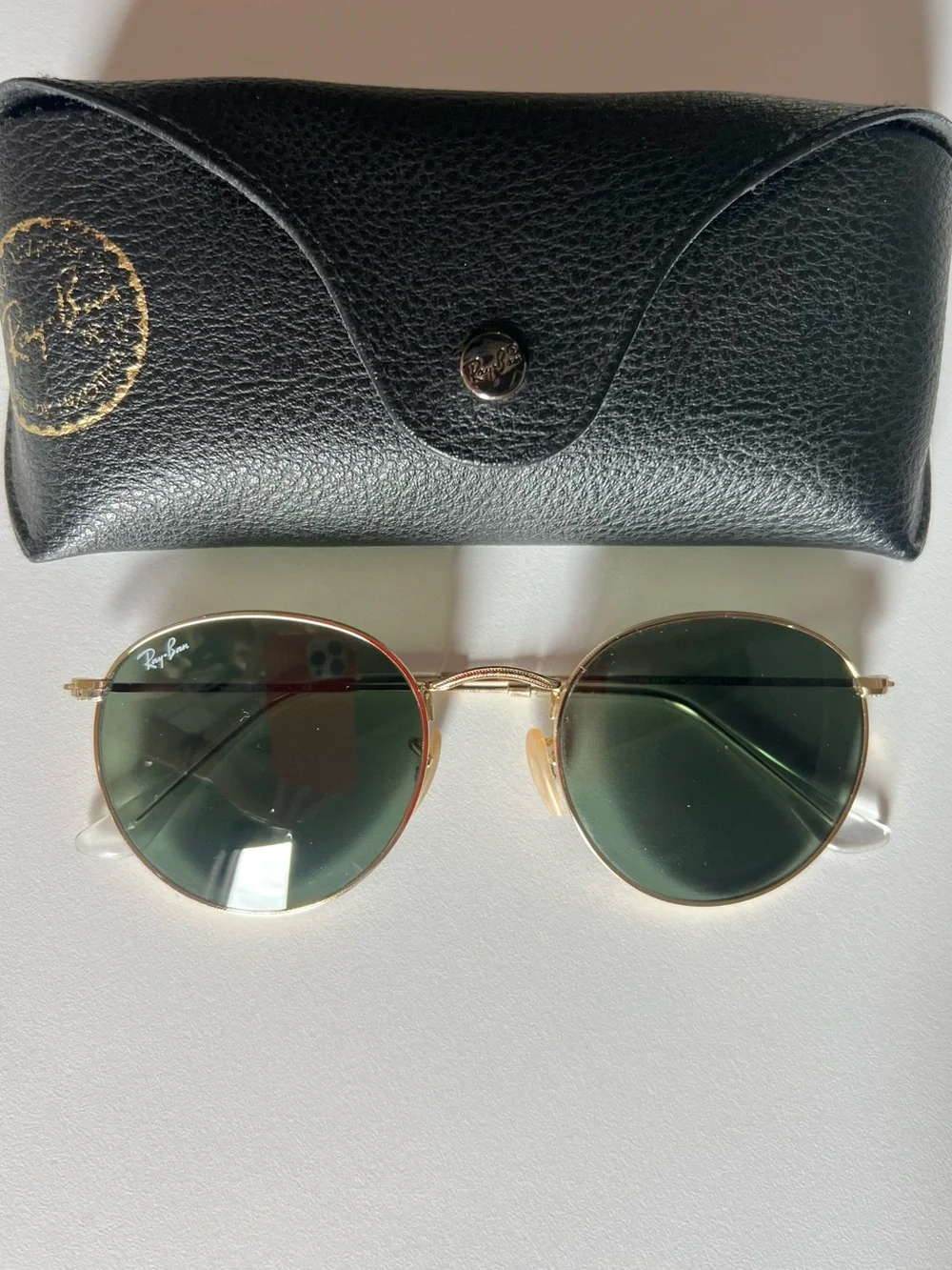 Ray-Ban Gold Frame Sunglasses with Green Lenses